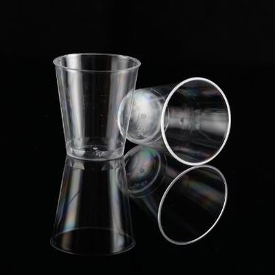 1.5OZ Gobelets en plastique PS de matériau dur transparent avec logo personnalisé pour jus et vin