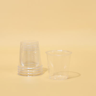 90ml yuvarlak sıcak ve soğuk içecekler için özel basılı logo ile şeffaf PS plastik bardaklar