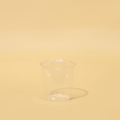 90ml yuvarlak sıcak ve soğuk içecekler için özel basılı logo ile şeffaf PS plastik bardaklar