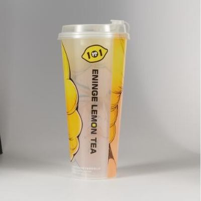 Zindywidualizowane logo okrągły plastikowy kubek jednorazowy z pokrywą dla restauracji