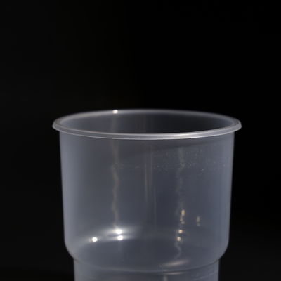 14OZ Gobelets de jus en plastique transparent en PP sans BPA rond avec couvercle plat / dôme