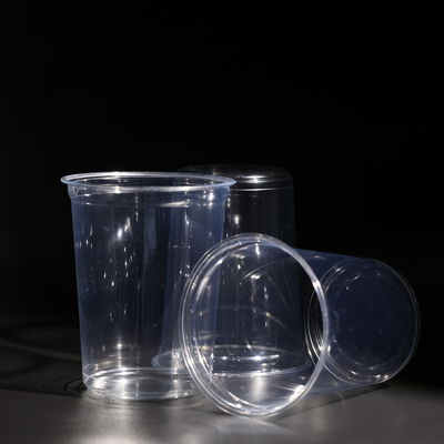 32OZ كوب PET بلاستيكي من طراز الغذاء مع قبة / غطاء مسطح أكواب قهوة باردة قابلة للإستخدام مرة واحدة