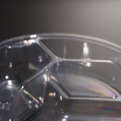 خالية من BPA واضحة مستديرة 3 مقصورة بطاقة PET طعام عدة أغراض مع الطعام البارد