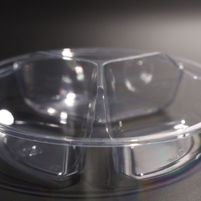 خالية من BPA واضحة مستديرة 3 مقصورة بطاقة PET طعام عدة أغراض مع الطعام البارد