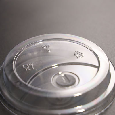 Taza de plástico redonda transparente sin BPA con tapa plana para taza de boba